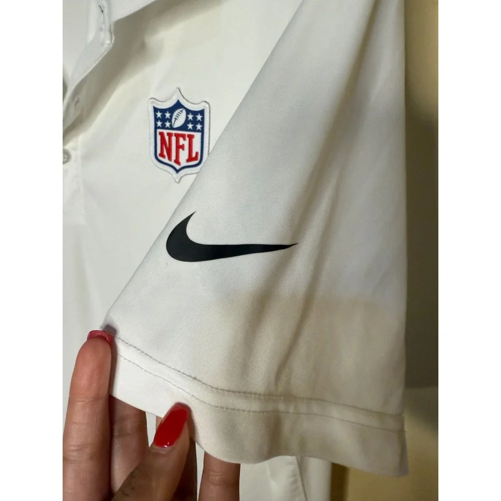 Nike NFL‎ Dri-FIT Training Polo Shirt Mens Large White Logo